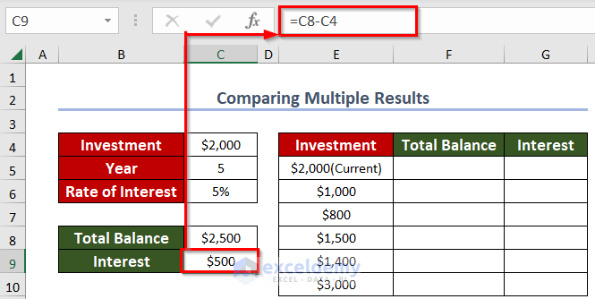 How to Compare Multiple Results Using a Data Table in Excel