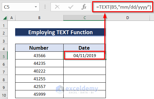 Converting Number to Date Format with Excel TEXT Function