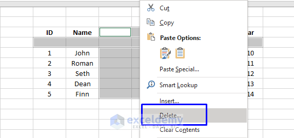 deleting blank columns from option