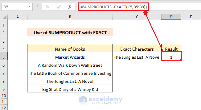 Using SUMPRODUCT with EXACT function