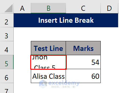 Line Break to Make Two Lines in One Cell