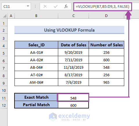Using the VLOOKUP Formula to Lookup Value in Column and Return Value of Another Column