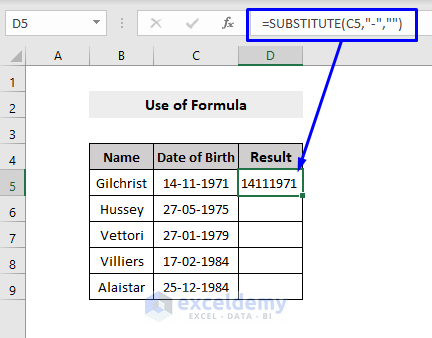 remove dashes in excel by formula