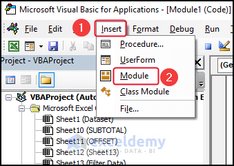 Selecting Module from Insert Tab