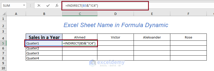 Using INDIRECT formula for dynamic sheet reference