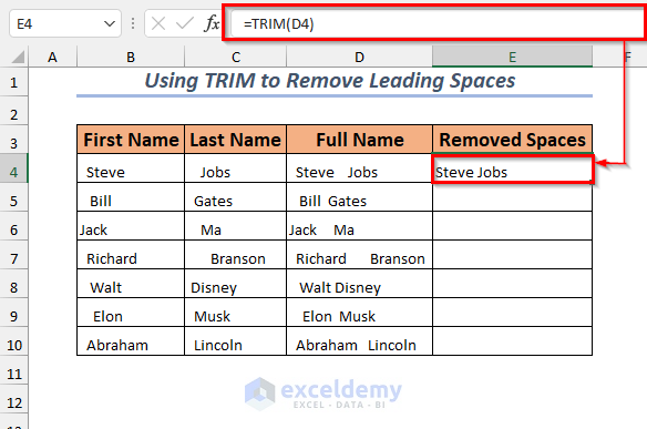 Using TRIM function