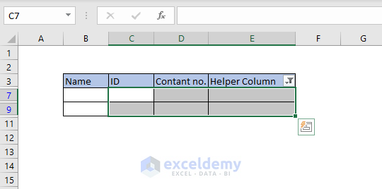 Showing blank rows after filtering