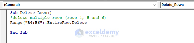 Code for deleting multiple rows using VBA Macro