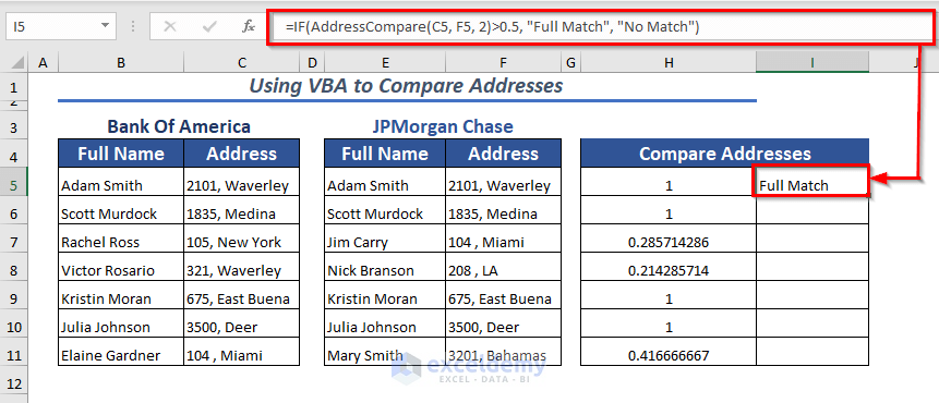 Using VBA to Compare Addresses