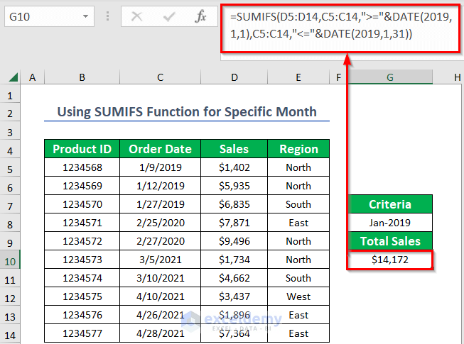 How to Do Sum Based on Month and Year Using Excel Functions