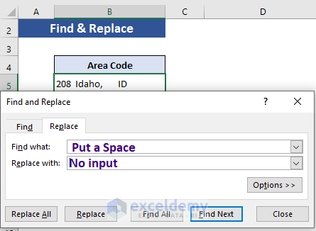 ‘Find and Replace’ Tool to Remove Blank Characters