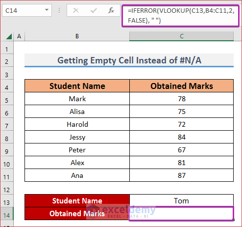 Get Empty Cell Instead of #N/A