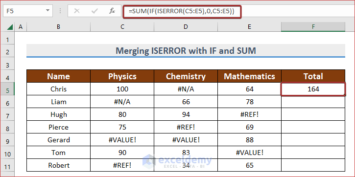 Merge ISERROR with IF and SUM Functions