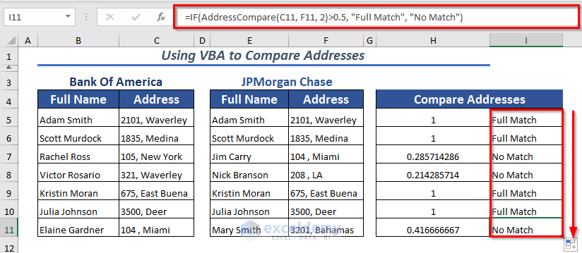 Using VBA to Compare Addresses