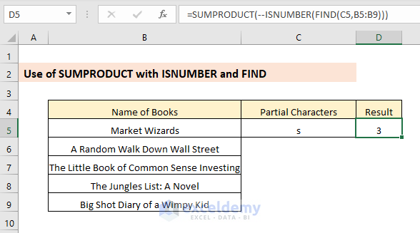 Using SUMPRODUCT with ISNUMBER and FIND
