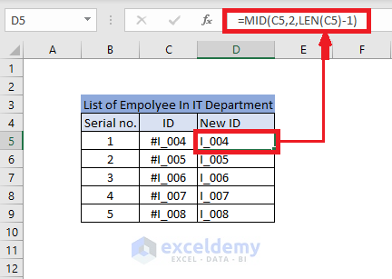 Using Nested MID and LEN function 