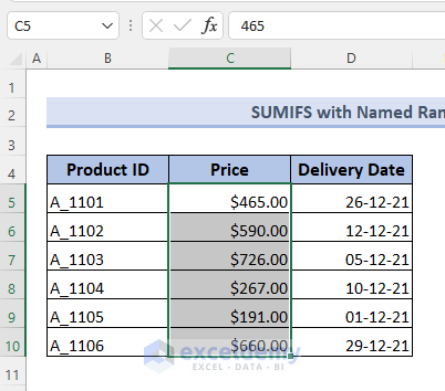 SUMIFS Between Two Values (Named Range): Alternative to Excel SUMIF