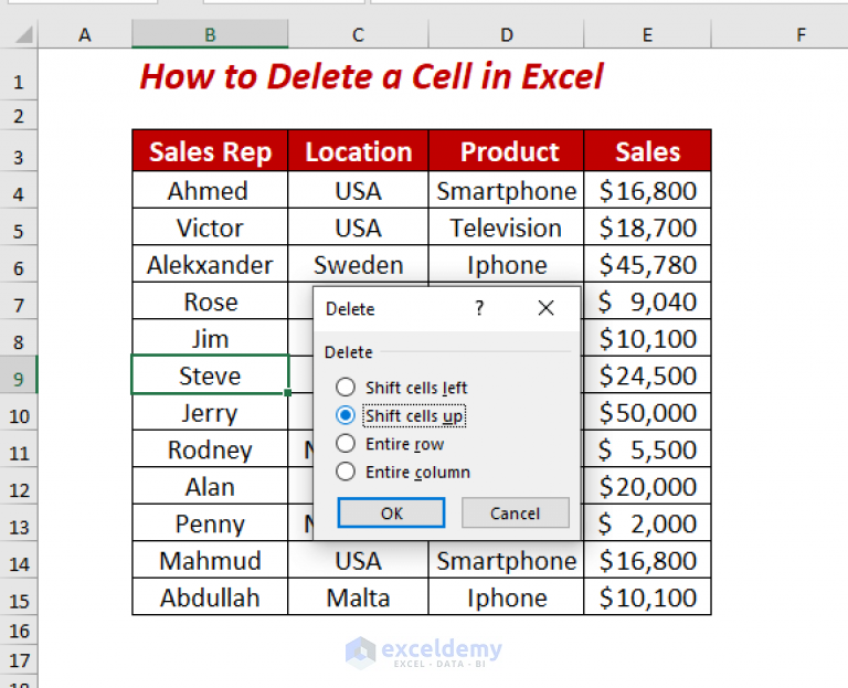 How To Delete A Cell In Excel 4 Easy Ways ExcelDemy