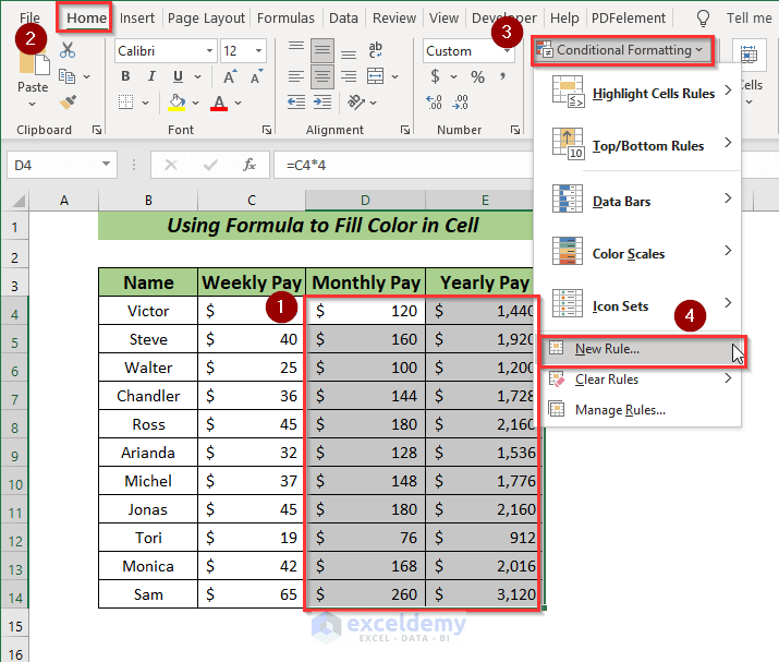 How to Fill Color in Excel Cell Using Formula (5 Easy Ways) - ExcelDemy