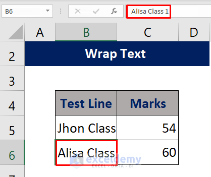 Wrap Text to Make Two Line in One Cell in Excel