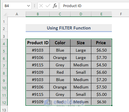 Selecting Dataset to form table