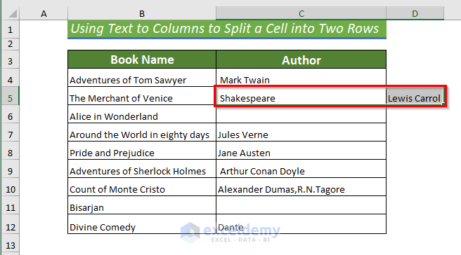 Using Text to Columns to Split a Cell into Two Rows