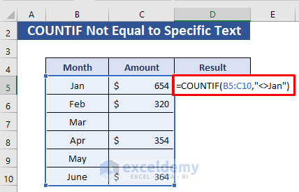 Use COUNTIF not equal to specific text