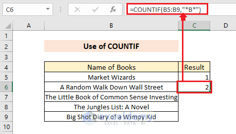 Using COUNTIF to find the specific character present anywhere in the data