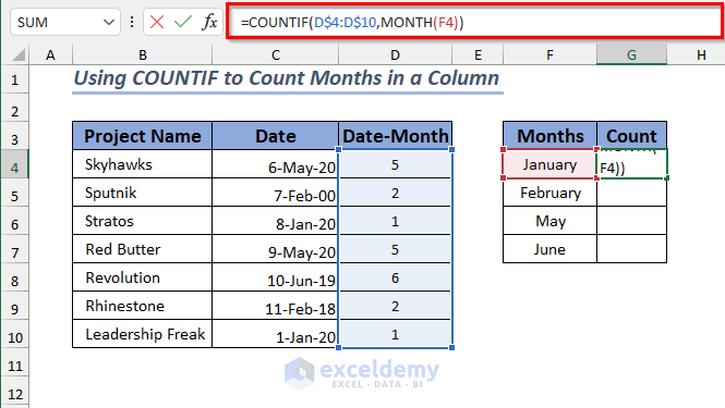 Count Date Records by Month in a Column 