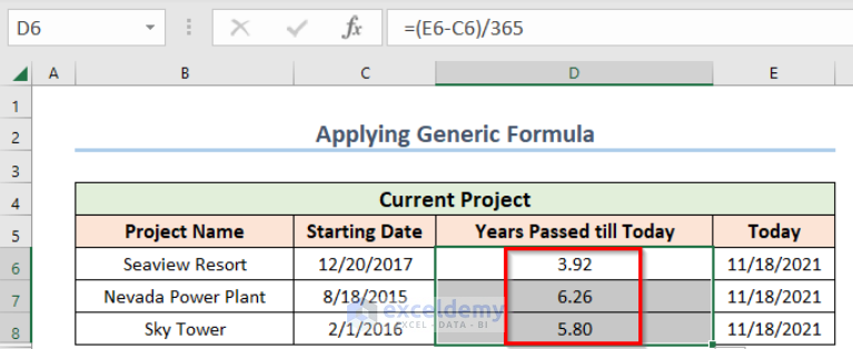 How to Calculate Years from Today in Excel (4 Easy Ways)