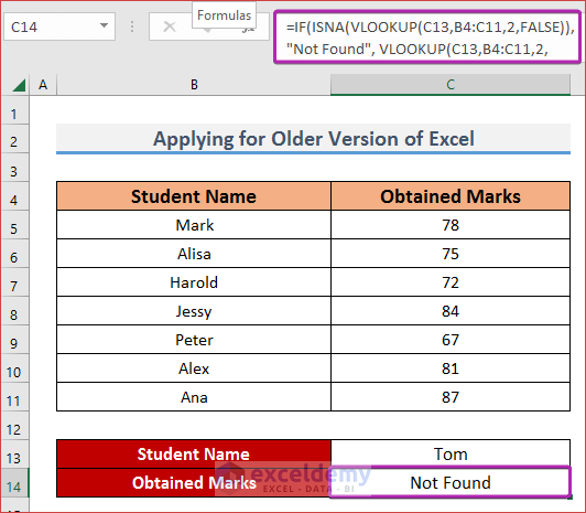 Apply VLOOKUP in Older Version of Excel