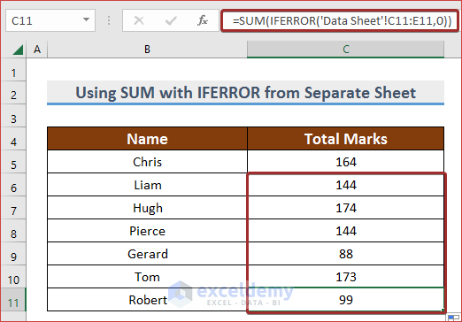 AutoFill to Use SUM with IFERROR from Separate Sheet