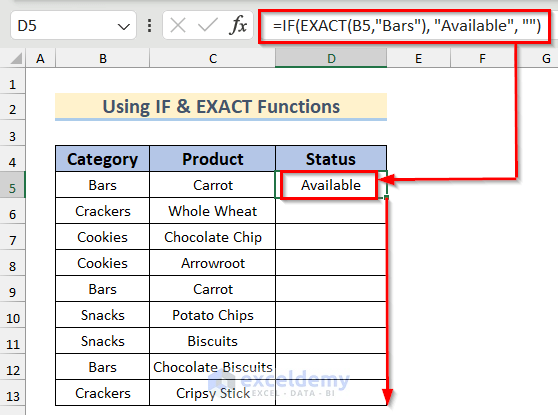 Check If Cell Contains Text Then Return Value in Excel Using IF & EXACT Functions