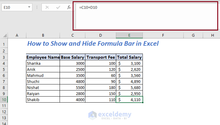 Expand formula bar