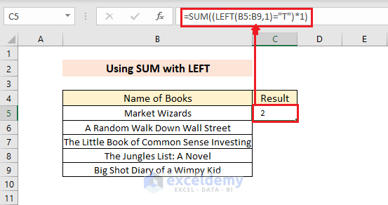 Using SUM with LEFT function