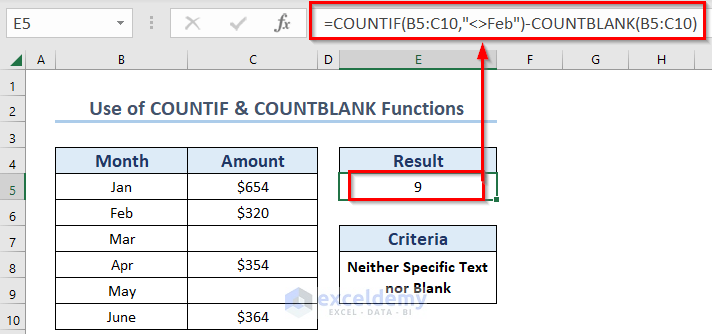 Count Cells that Not Equal to Specific Text or Blank