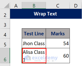 Got two lines in Wrap Text