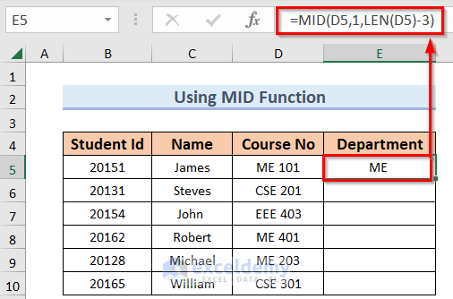 Using MID Function to Remove Last Character in Excel