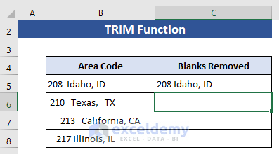 Excel TRIM Function to Remove Blank Characters