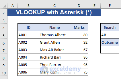 Excel VLOOKUP with Asterisk