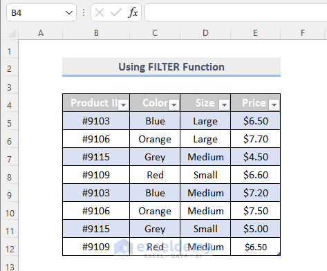 Converted dataset to Excel table