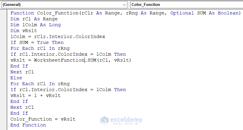 Inserting VBA Code to Create ColorFunction in Excel