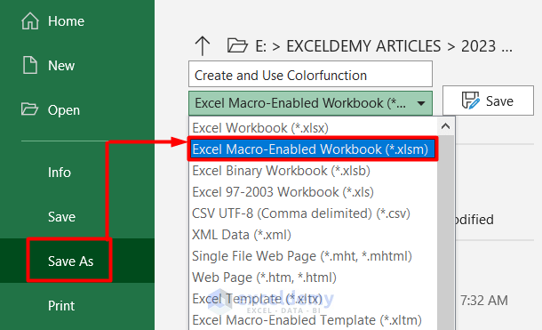 Saving File as Excel Macro-Enabled Workbook
