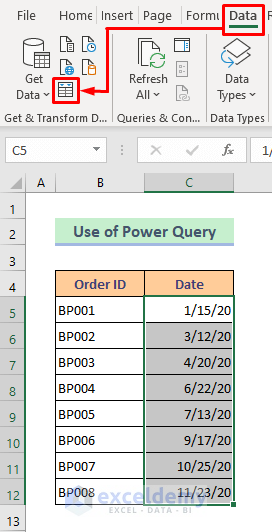 Power Query to Transform Date to Text Month in Excel
