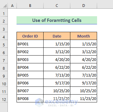 Formatting Option to Switch Date to Text Month in Excel