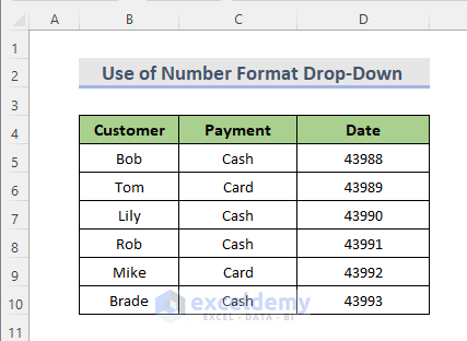 Using Number Format Drop-Down to Convert Number to Date