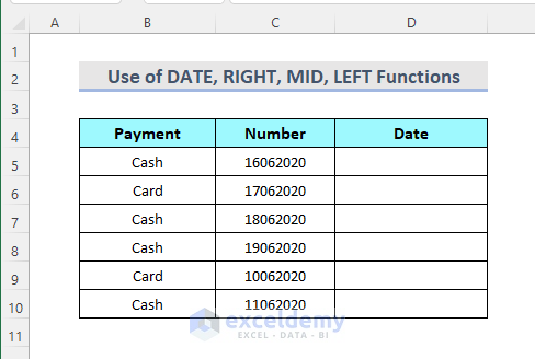 Combining DATE, RIGHT, MID, LEFT Functions to Convert 8 Digits Number to Date