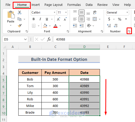 Built-In Date Format Option for Converting Number to Date