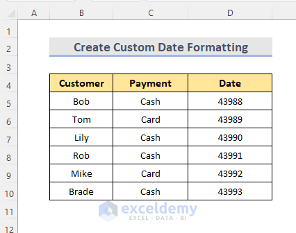 Create Custom Date Formatting to Convert Number to Date