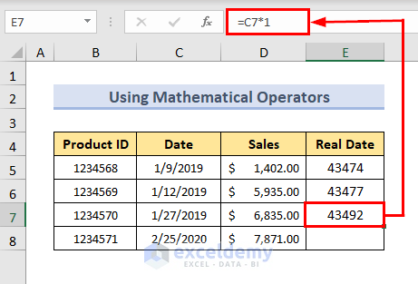 multiplying text by 1 to convert text to date in excel